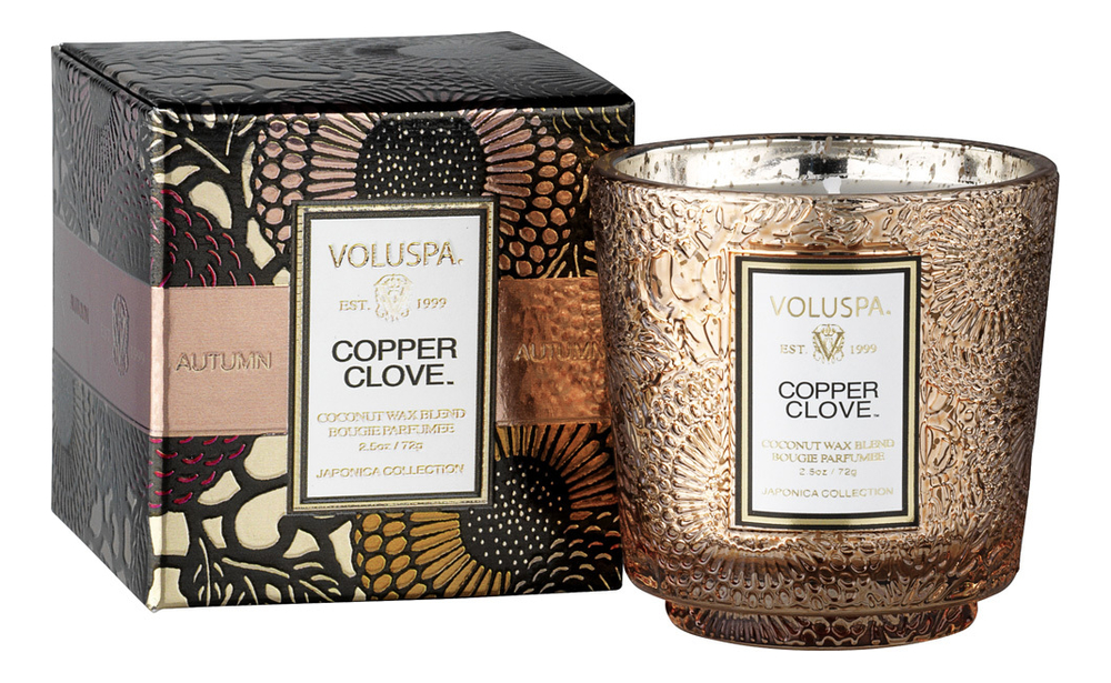 

Ароматическая свеча Copper Clove (медная гвоздика): в маленьком подсвечнике и коробке 72г, Ароматическая свеча Copper Clove (медная гвоздика)