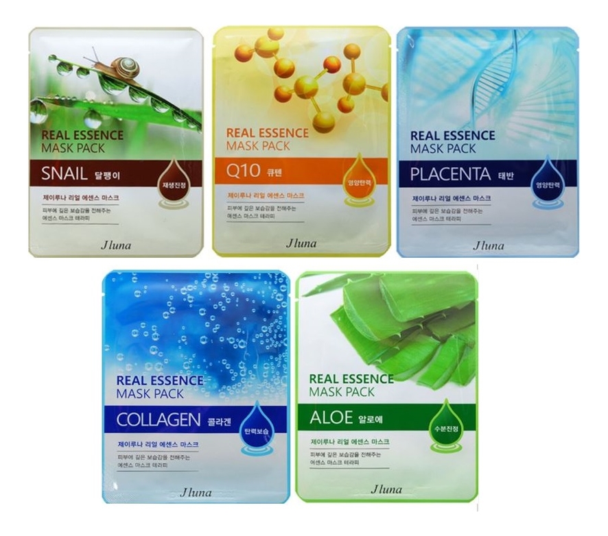 

Набор тканевых масок для лица 5*25мл (Snail + Q10 + Placenta + Collagen + Aloe)
