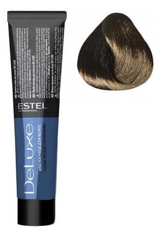 

Краска-уход для волос De Luxe 60мл: 4/70 Шатен коричневый для седины, Краска-уход для волос De Luxe 60мл