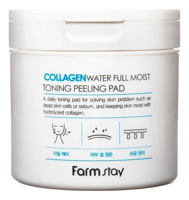 

Отшелушивающие очищающие диски для лица с коллагеном Collagen Water Full Moist Toning Peeling Pad 70шт