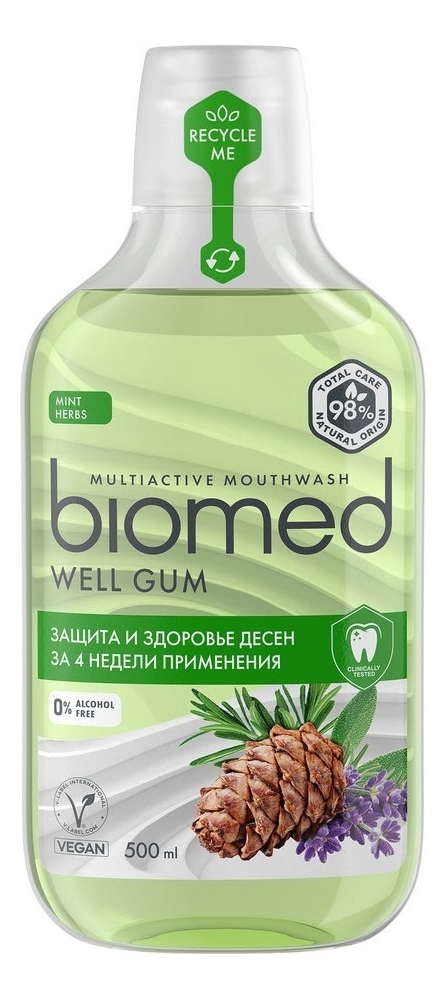 

Антибактериальный ополаскиватель для полости рта Biomed Well Gum 500мл: Ополаскиватель 500мл, Антибактериальный ополаскиватель для полости рта Biomed Well Gum
