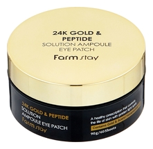 Farm Stay Гидрогелевые патчи для кожи вокруг глаз с 24-х каратным золотом и пептидами 24K Gold & Peptide Solution Ampoule Eye Patch 60шт