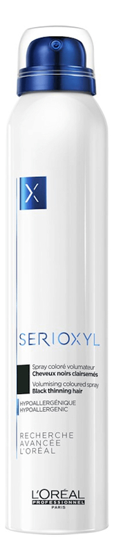 

Цветной спрей-камуфляж для волос Serioxyl Volumising Coloured Spray 200мл: Black, Цветной спрей-камуфляж для волос Serioxyl Volumising Coloured Spray 200мл