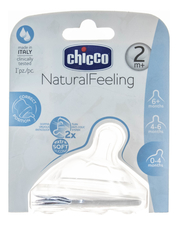 Chicco Соска силиконовая для бутылочки с флексорами Natural Feeling (2мес, средний поток)