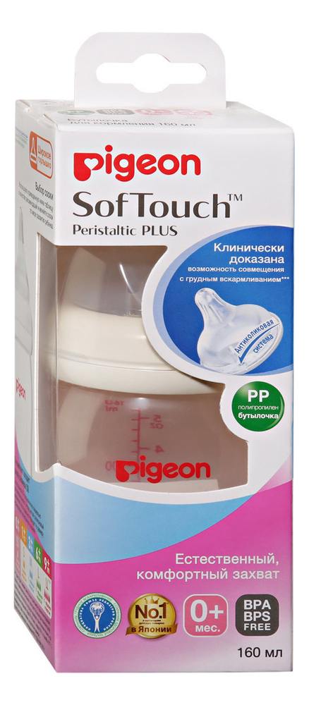 

Бутылочка полипропиленовая SofTouch Peristaltic Plus PP 160мл (0+мес)