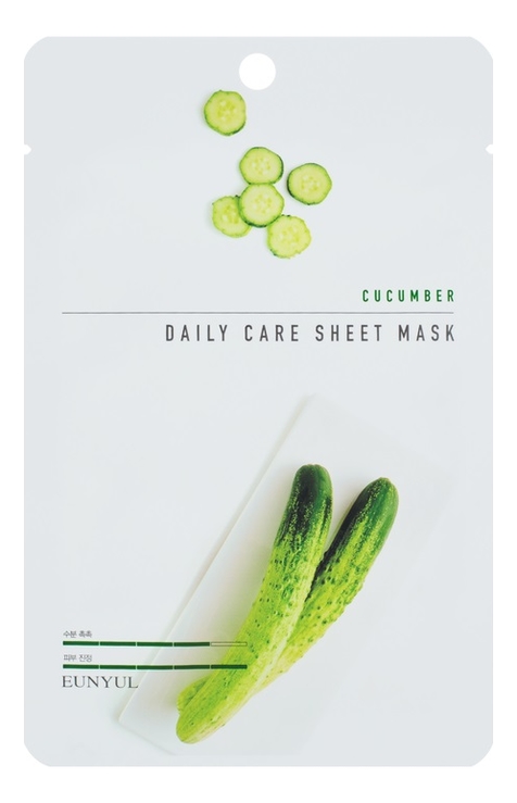 тканевая маска для лица с экстрактом огурца cucumber daily care sheet mask 22г маска 1шт Тканевая маска для лица с экстрактом огурца Cucumber Daily Care Sheet Mask 22г: Маска 1шт