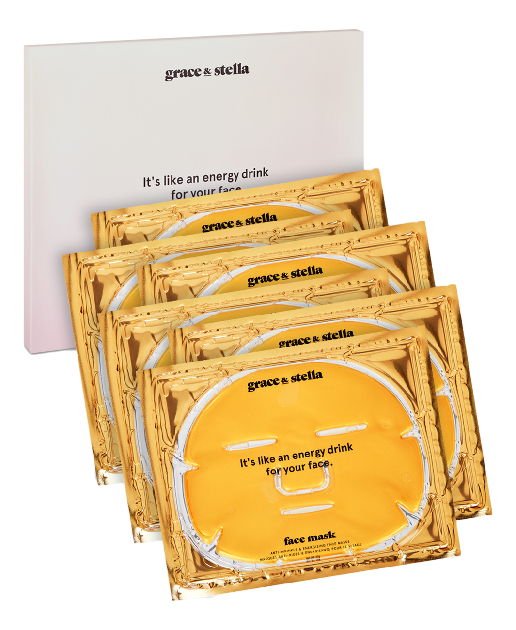 

Энергетическая маска для лица с коллагеном и коллоидным золотом Anti Wrinkle + Energizing Face Masks: Маска 6шт, Энергетическая маска для лица с коллагеном и коллоидным золотом Anti Wrinkle + Energizing Face Masks