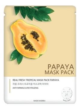 Тканевая маска с экстрактом папайи Real Fresh Tropical Mask Pack Papaya 25мл