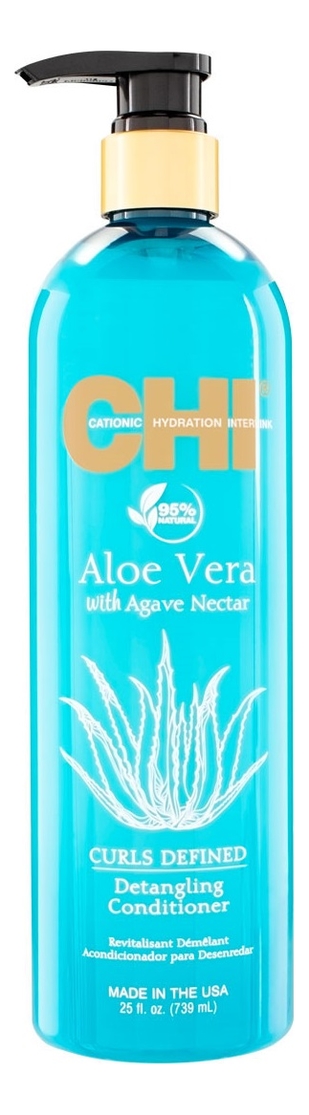 Кондиционер для облегчения расчесывания Aloe Vera With Agave Nectar Curls Defined Detangling Conditioner: Кондиционер 739мл chi aloe vera with agave nectar conditioner увлажняющий кондиционер для облегчения расчесывания 340 мл