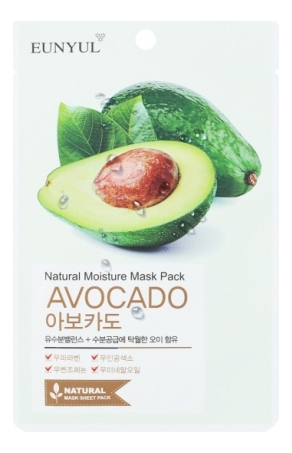 

Тканевая маска для лица с экстрактом авокадо Natural Mosture Mask Pack Avocado 22мл: Маска 1шт, Тканевая маска для лица с экстрактом авокадо Natural Moisture Mask Pack Avocado 22мл