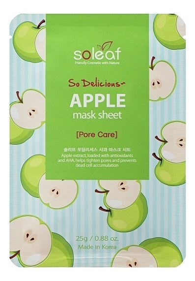 

Тканевая маска для лица с экстрактом яблока So Delicious Apple Mask Sheet 25мл