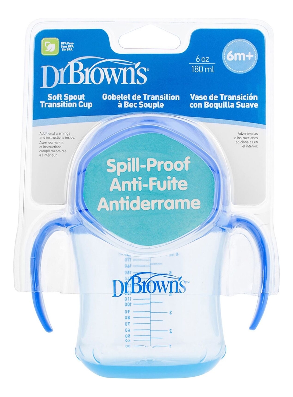 

Чашка-непроливайка с мягким носиком, ручками и откидывающейся крышкой Soft Spout Transition Cup 180мл (от 6 мес, синяя)