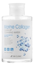 3W CLINIC Очищающая вода для снятия макияжа с морским коллагеном Marine Collagen Clean-Up Cleansing Water 500мл