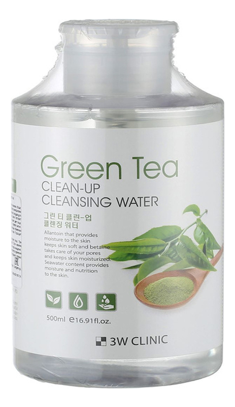 Очищающая вода для снятия макияжа с экстрактом зеленого чая Green Tea Clean-Up Cleansing Water 500мл очищающая вода с экстрактом зеленого чая 3w clinic green tea clean up cleansing water 500 мл