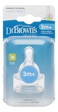 Dr. Brown's Соски силиконовые к бутылочкам с узким горлышком Natural Flow (от 3 мес, 2шт)