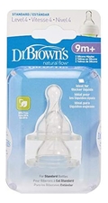 Dr. Brown's Соски силиконовые к бутылочкам с узким горлышком густых жидкостей Natural Flow (от 9 мес, 2шт)