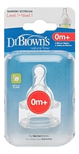 Dr. Brown's Соски силиконовые к бутылочкам с узким горлышком для новорожденных детей Natural Flow 2шт