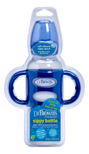 Dr. Brown's Бутылочка-поильник с узким горлышком Natural Flow Milestones Sippy Bottle SB81058 250мл (от 6 мес,синяя)