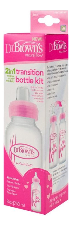 Бутылочка с узким горлышком и мягким силиконовым носиком Natural Flow SB8191 250мл (с соской от 6 мес, розовая) от Randewoo