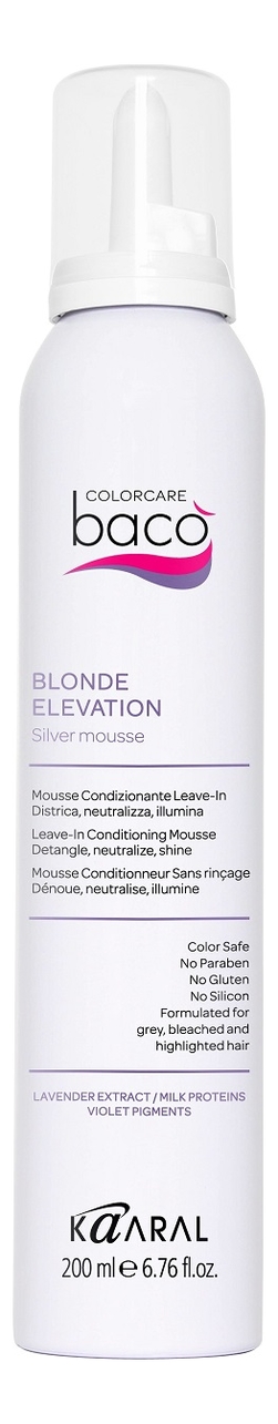 

Несмываемый мусс-кондиционер для светлых и седых волос Baco Blonde Elevation Silver Mousse 200мл