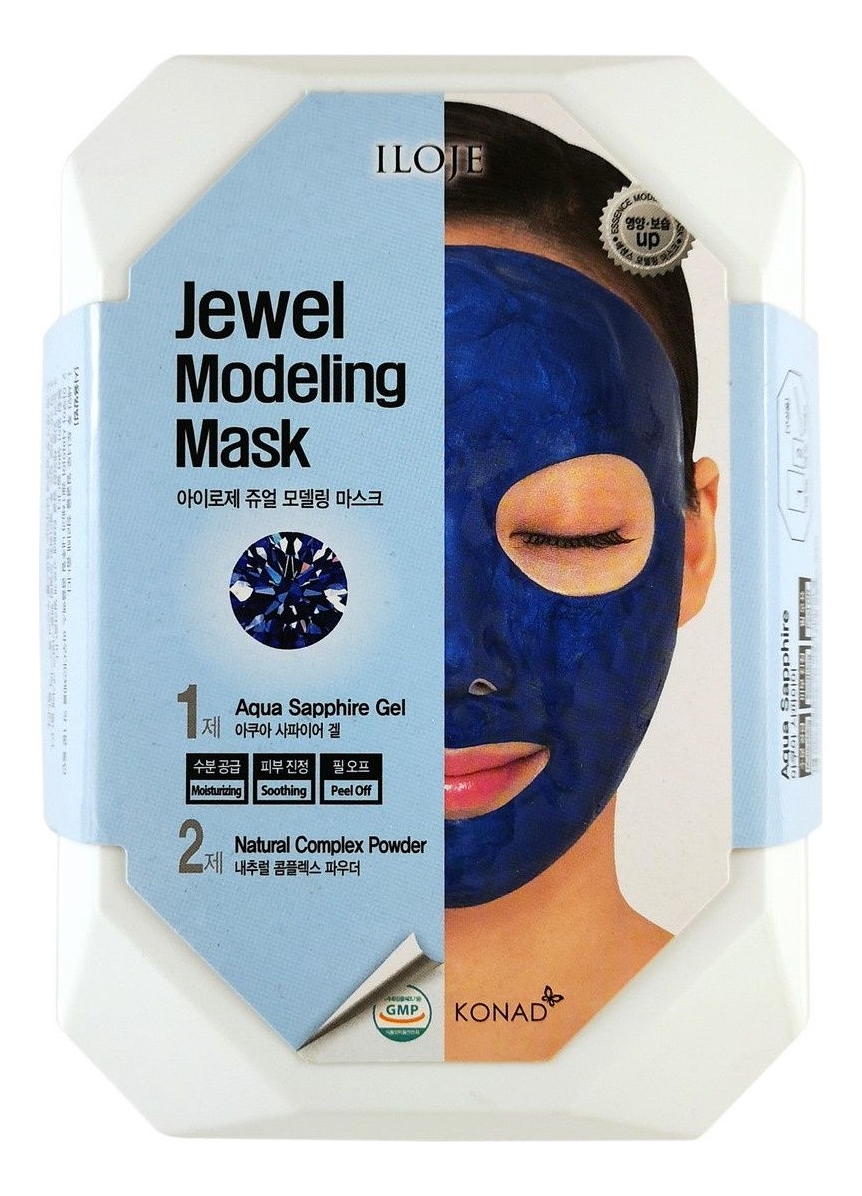 

Моделирующая маска для лица с сапфировой пудрой Iloje Jewel Modeling Mask Aqua Sapphire 55г: Маска 1шт (гель 50г + пудра 5г + лопатка + ванночка), Моделирующая маска для лица с сапфировой пудрой Iloje Jewel Modeling Mask Aqua Sapphire 55г