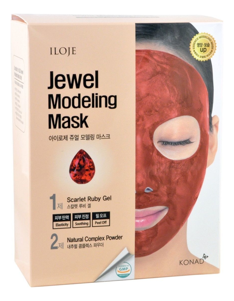 

Моделирующая маска для лица с рубиновой пудрой Iloje Jewel Modeling Mask Scarlet Ruby 55г: Маска 5шт (гель 50г + пудра 5г + лопатка), Моделирующая маска для лица с рубиновой пудрой Iloje Jewel Modeling Mask Scarlet Ruby 55г