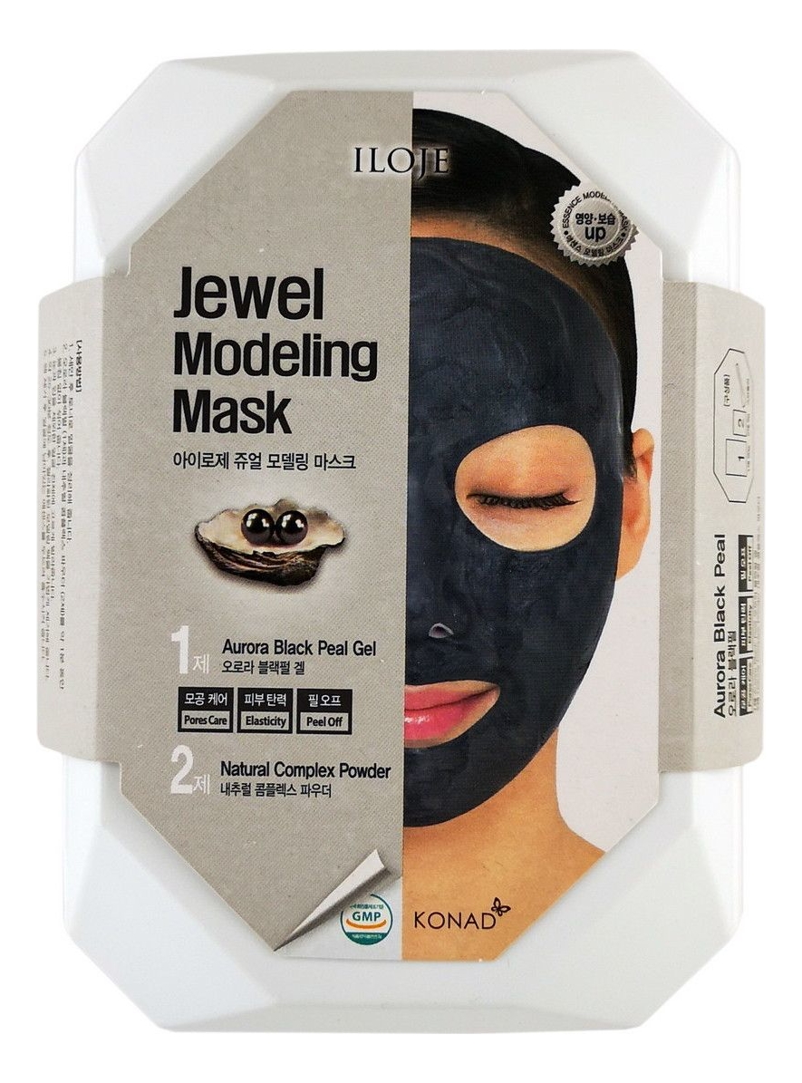 

Моделирующая маска для лица с черным жемчугом Iloje Jewel Modeling Mask Aurora Black Pearl 55г: Маска 1шт (гель 50г + пудра 5г + лопатка + ванночка), Моделирующая маска для лица с черным жемчугом Iloje Jewel Modeling Mask Aurora Black Pearl 55г