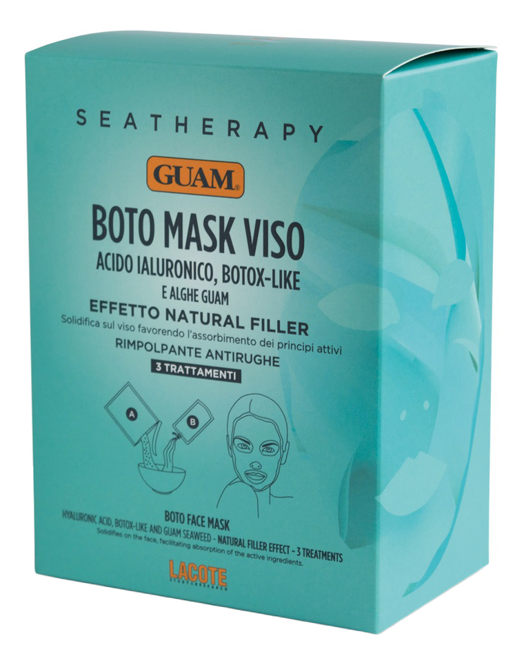 

Маска для лица с гиалуроновой кислотой и водорослями Seatherapy Boto Mask Viso 3*20г: Маска 3шт, Маска для лица с гиалуроновой кислотой и водорослями Seatherapy Boto Mask Viso