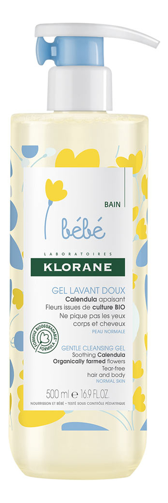 Мягкий пенящийся гель для волос и тела с физио календулином Bebe Gel Lavant Doux Calendula Гель 500мл 1420₽