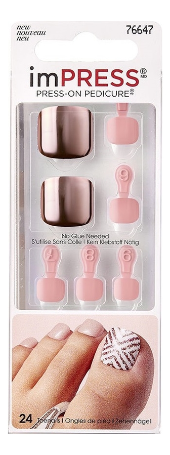 

Накладные ногти для педикюра Стальной отблеск Impress Press-On Pedicure BIPT015C 24шт