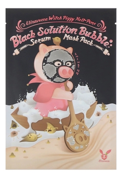 Тканевая маска для лица кислородная Witch Piggy Hell-Pore Black Solution Bubble Serum Mask Pack 28г
