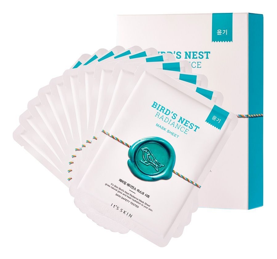 

Тканевая маска для лица омолаживающая Bird's Nest Radiance Mask Sheet 22г: Маска 10шт, Тканевая маска для лица омолаживающая Bird's Nest Radiance Mask Sheet 22г