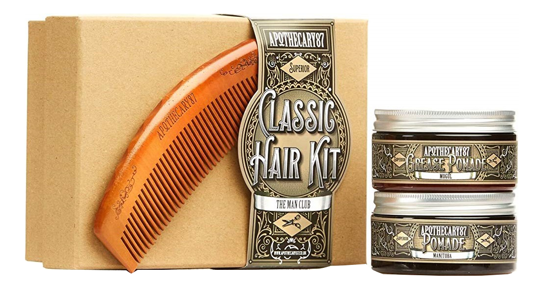 Набор для укладки волос Classic Hair (помада Pomade Manitoba 100мл + масляная помада Grease Pomade Mogul 100мл + расческа)