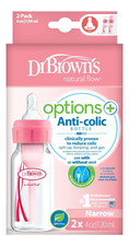 Dr. Brown's Бутылочки с узким горлышком антиколик Natural Flow Options+ SB42305 2*120мл (розовая)