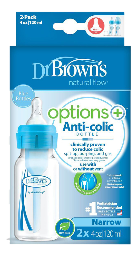 

Бутылочки с узким горлышком антиколик Natural Flow Options+ SB42405 2*120мл (синяя)