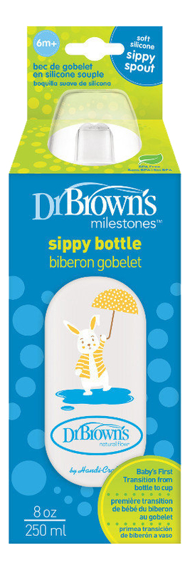 Купить Бутылочка-поильник с узким горлышком Natural Flow Milestones Sippy Bottle SB81095 250мл (кролик), Dr. Brown's