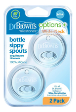 Dr. Brown's Соска-носик для бутылочки с широким горлышком Milestones Options+ WR200 2шт