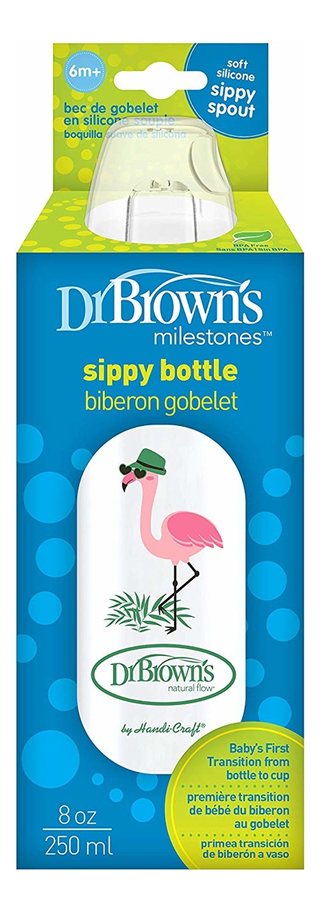 

Бутылочка-поильник с узким горлышком Natural Flow Milestones Sippy Bottle SB81094 250мл (фламинго)