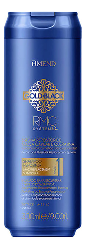 

Шампунь для волос Capillary Mass And Keratin Repositioning Shampoo Gold Black RMC System Q+ 300мл