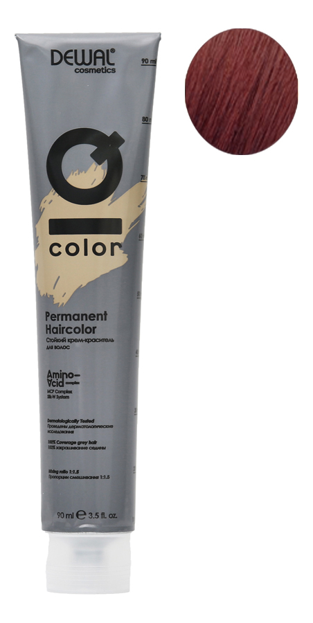 Стойкий крем-краситель для волос на основе протеинов риса и шелка Cosmetics IQ Color Permanent Haircolor 90мл: 5.66 Light Intense Red Brunette