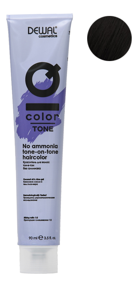 Купить Краситель для волос Тон-в-тон с кокосовым маслом без аммиака Cosmetics IQ Color Tone Haircolor 90мл: 1 Black, Dewal
