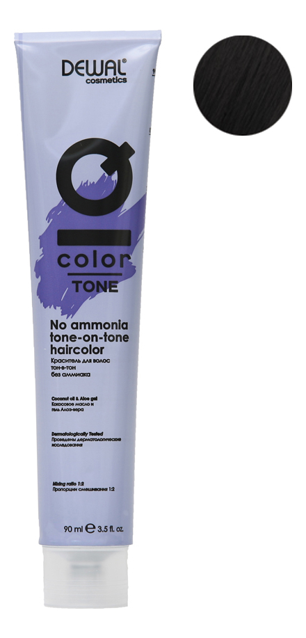Краситель для волос Тон-в-тон с кокосовым маслом без аммиака Cosmetics IQ Color Tone Haircolor 90мл: 1.10 Blue Black, Dewal  - Купить