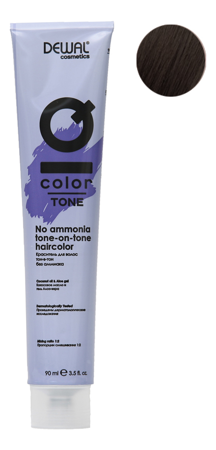 Купить Краситель для волос Тон-в-тон с кокосовым маслом без аммиака Cosmetics IQ Color Tone Haircolor 90мл: 3 Dark Brunette, Dewal