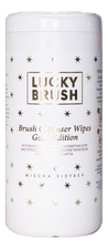 MISCHA VIDYAEV Антибактериальные бесспиртовые салфетки для экспресс очищения косметических кистей с маслом апельсина Lucky Brush Gold Edition 100шт