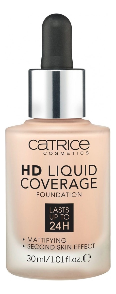 Тональная основа для лица HD Liquid Coverage Foundation 30мл: 010 Light Beige тональная основа для лица hd liquid coverage foundation 30мл 030 sand beige