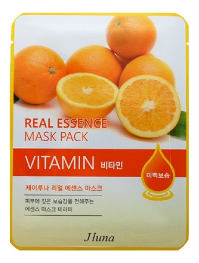 Тканевая маска для лица с витаминами Real Essence Mask Pack Vitamin 25мл: Маска 3шт