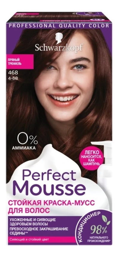 

Стойкая крем-краска для волос Perfect Mousse 92,5мл: 468 Морозный шоколод, Стойкая крем-краска для волос Perfect Mousse 92,5мл