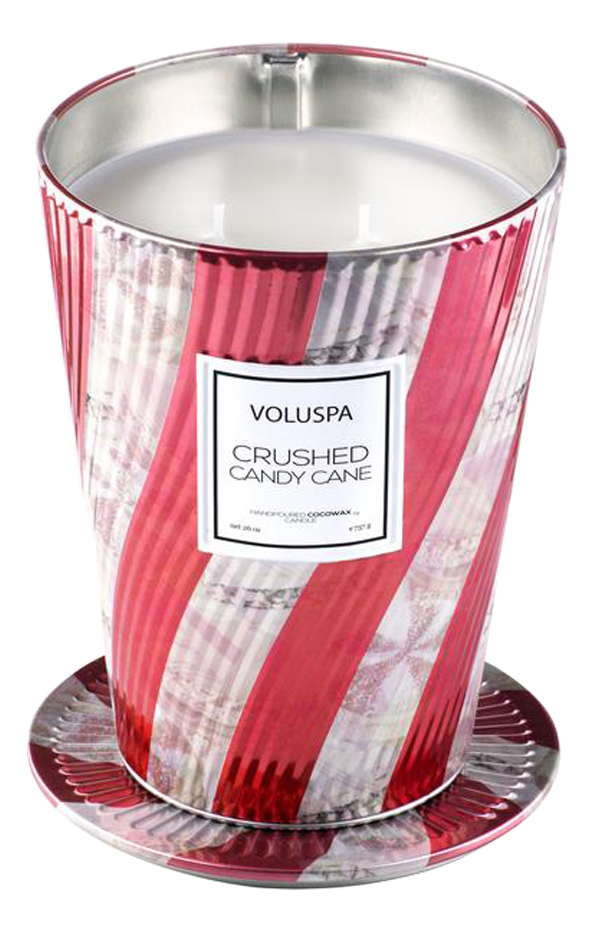 Ароматическая свеча Crushed Candy Cane (Мятные Леденцы): свеча в металлическом ведерке с 2 фитилями 737г от Randewoo