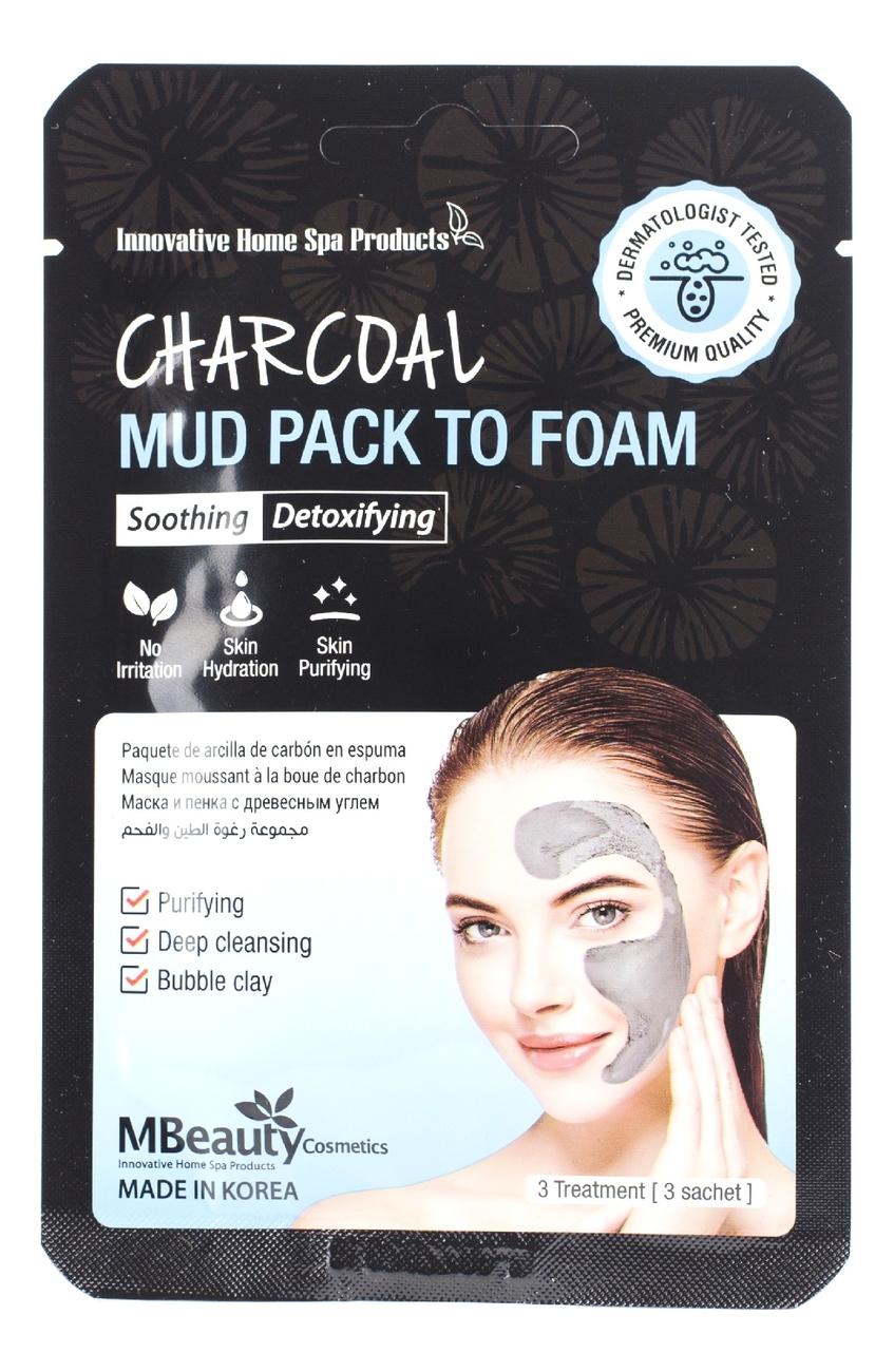 

Глиняная маска-пенка для лица с древесным углем Charcoal Mud Pack To Foam 7*3мл