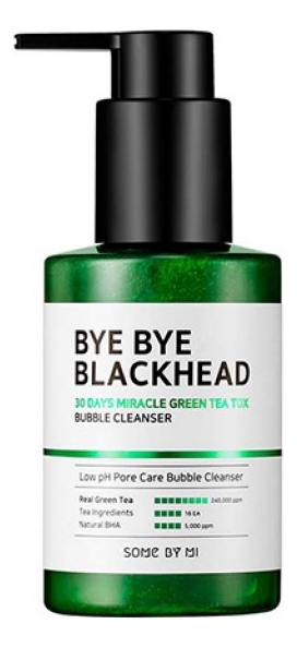 

Пенка-маска для лица против черных точек Bye Bye Blackhead 30 Days Miracle Green Tea Tox Bubble Cleanser 120г